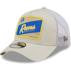 Los Angeles Rams New Era Happy Camper A-Frame Trucker 9FORTY Snapback Hat Khaki/White