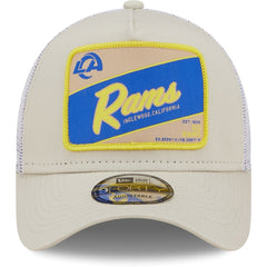 Los Angeles Rams New Era Happy Camper A-Frame Trucker 9FORTY Snapback Hat Khaki/White