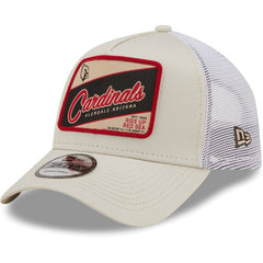 Arizona Cardinals New Era Happy Camper A-Frame Trucker 9FORTY Snapback Hat Khaki/White
