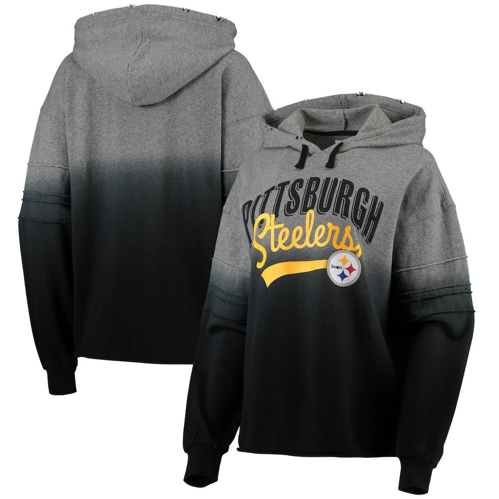 Pittsburgh Steelers Touch Women's Superstar Dip-Dye Pullover Hoodie Heathered Gray/Black