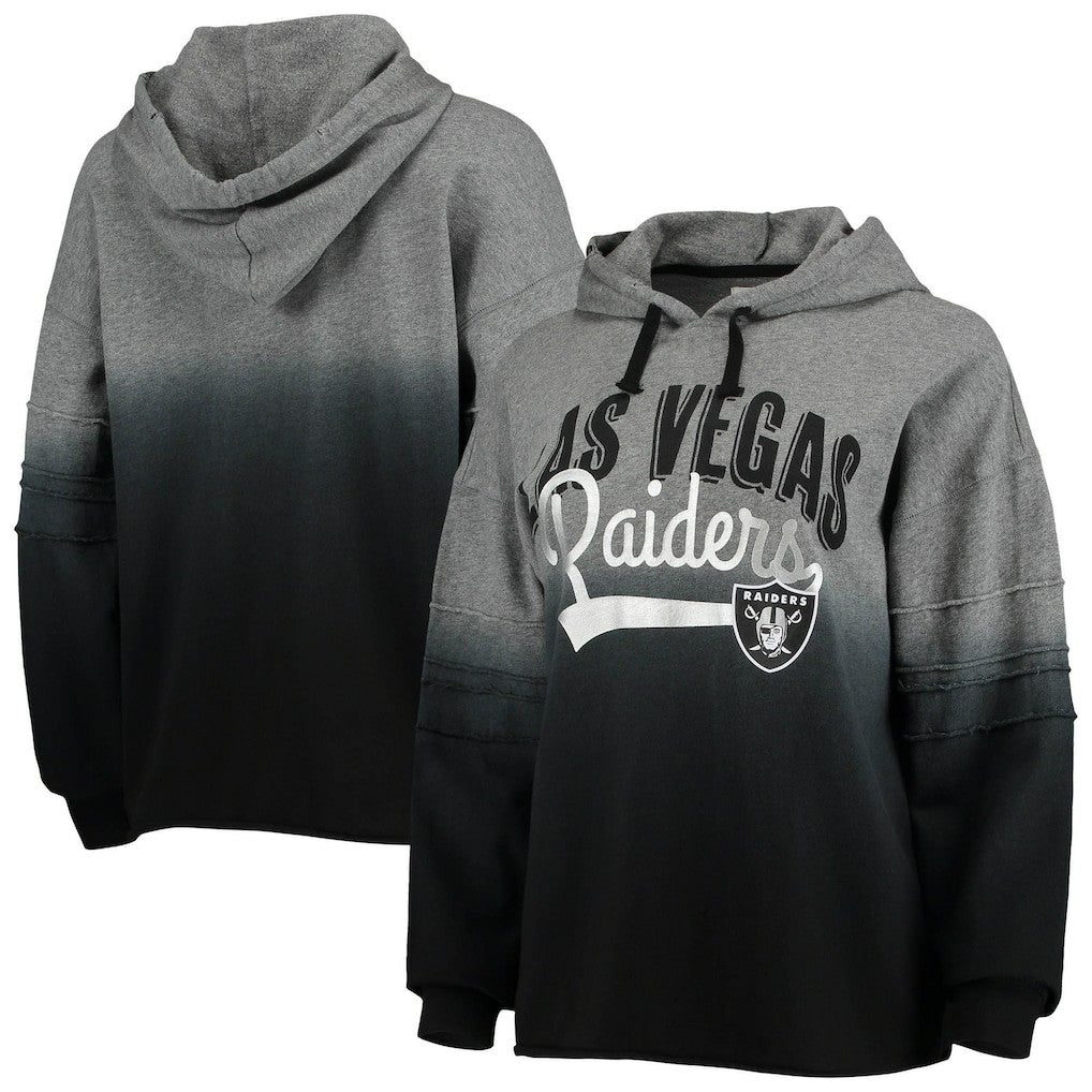 Las Vegas Raiders Touch Women's Superstar Dip-Dye Pullover Hoodie Heathered Gray/Black