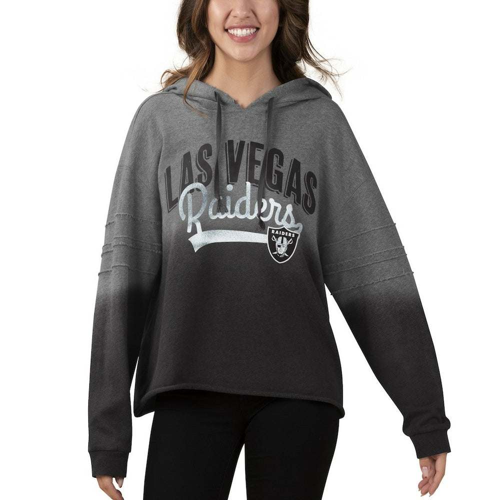 Las Vegas Raiders Touch Women's Superstar Dip-Dye Pullover Hoodie Heathered Gray/Black