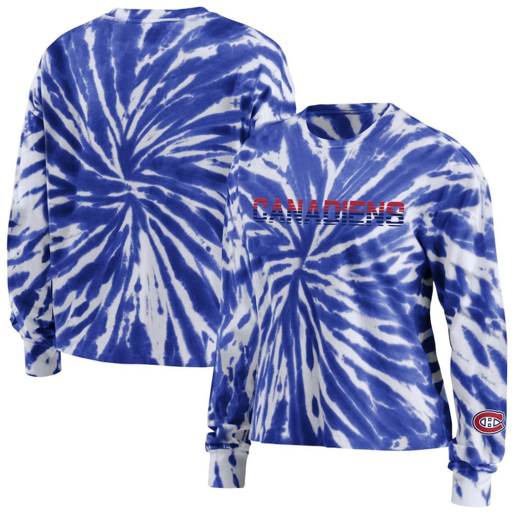 NHL Montreal Canadiens WEAR by Erin Andrews Women's Tie-Dye Long Sleeve T-Shirt - Navy