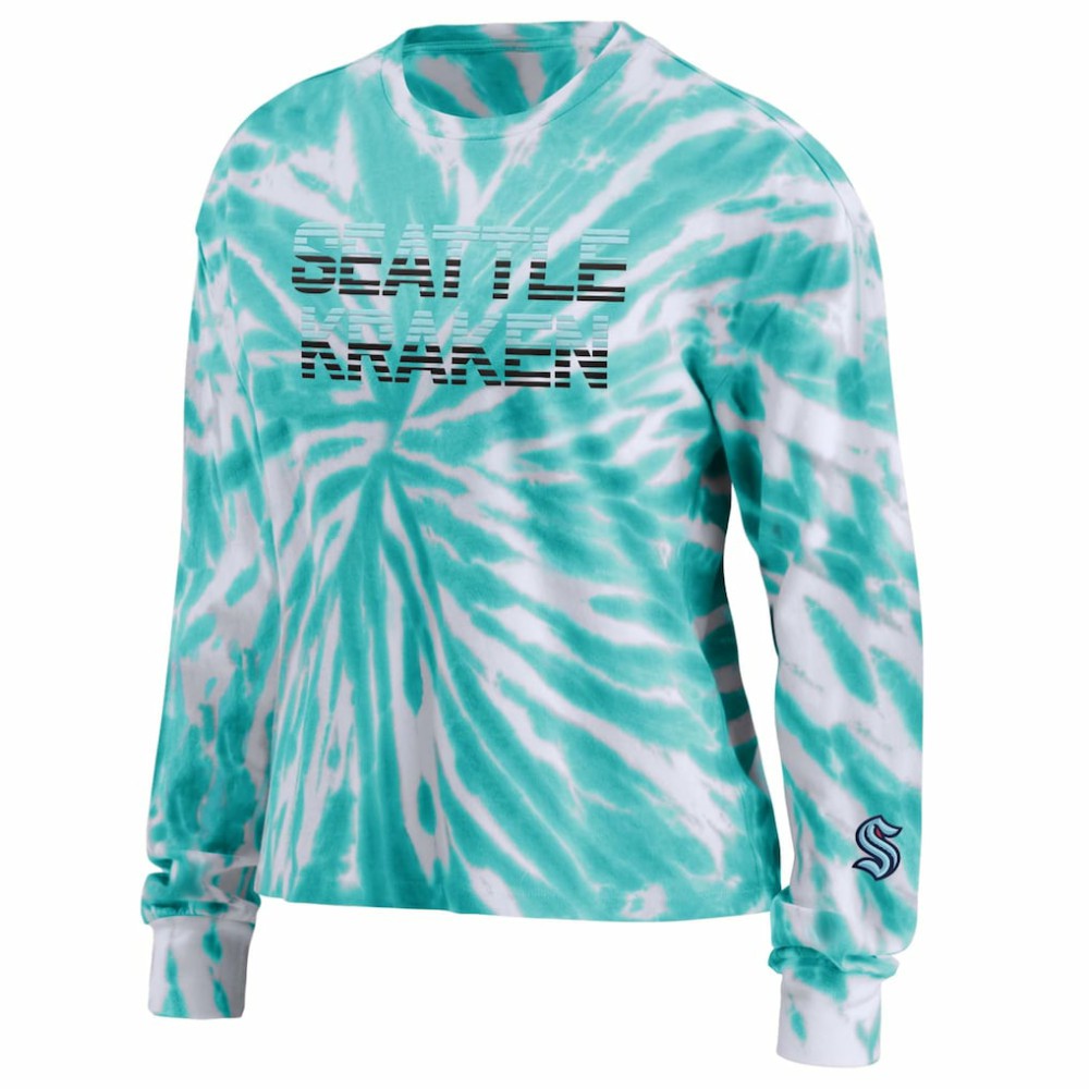 NHL Seattle Kraken WEAR by Erin Andrews Women's Tie-Dye Long Sleeve T-Shirt - Light Blue