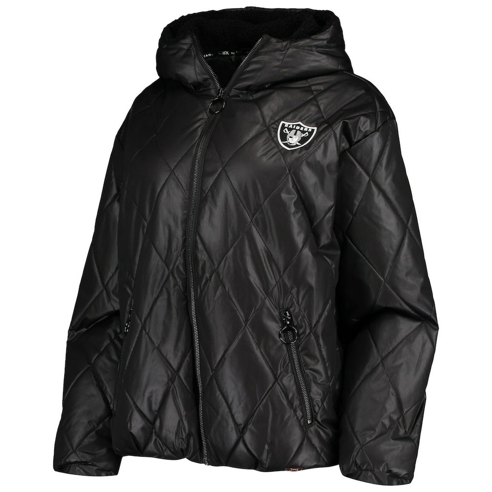 Las Vegas Raiders MSX by Michael Strahan Women's Charlotte Full-Zip Hoodie Puffer Jacket Black