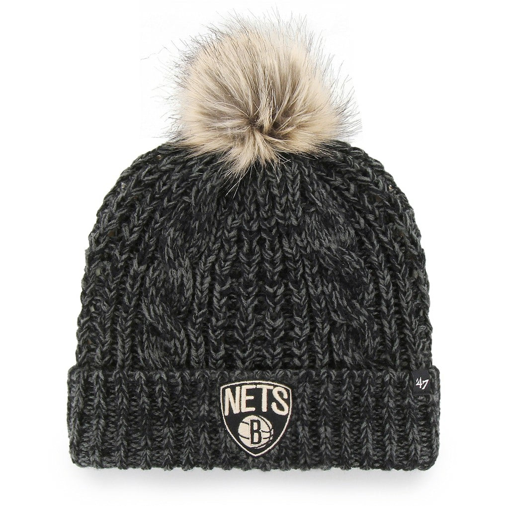 Brooklyn Nets '47 Women's Meeko Cuffed Knit Hat with Pom Black