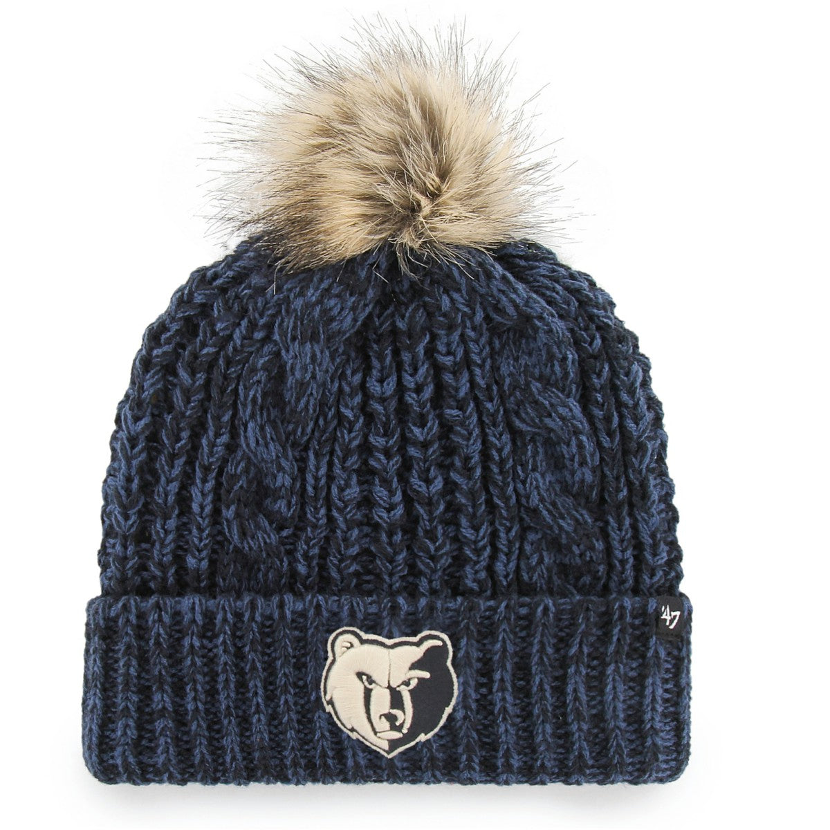 Memphis Grizzlies '47 Women's Meeko Cuffed Knit Hat with Pom Navy