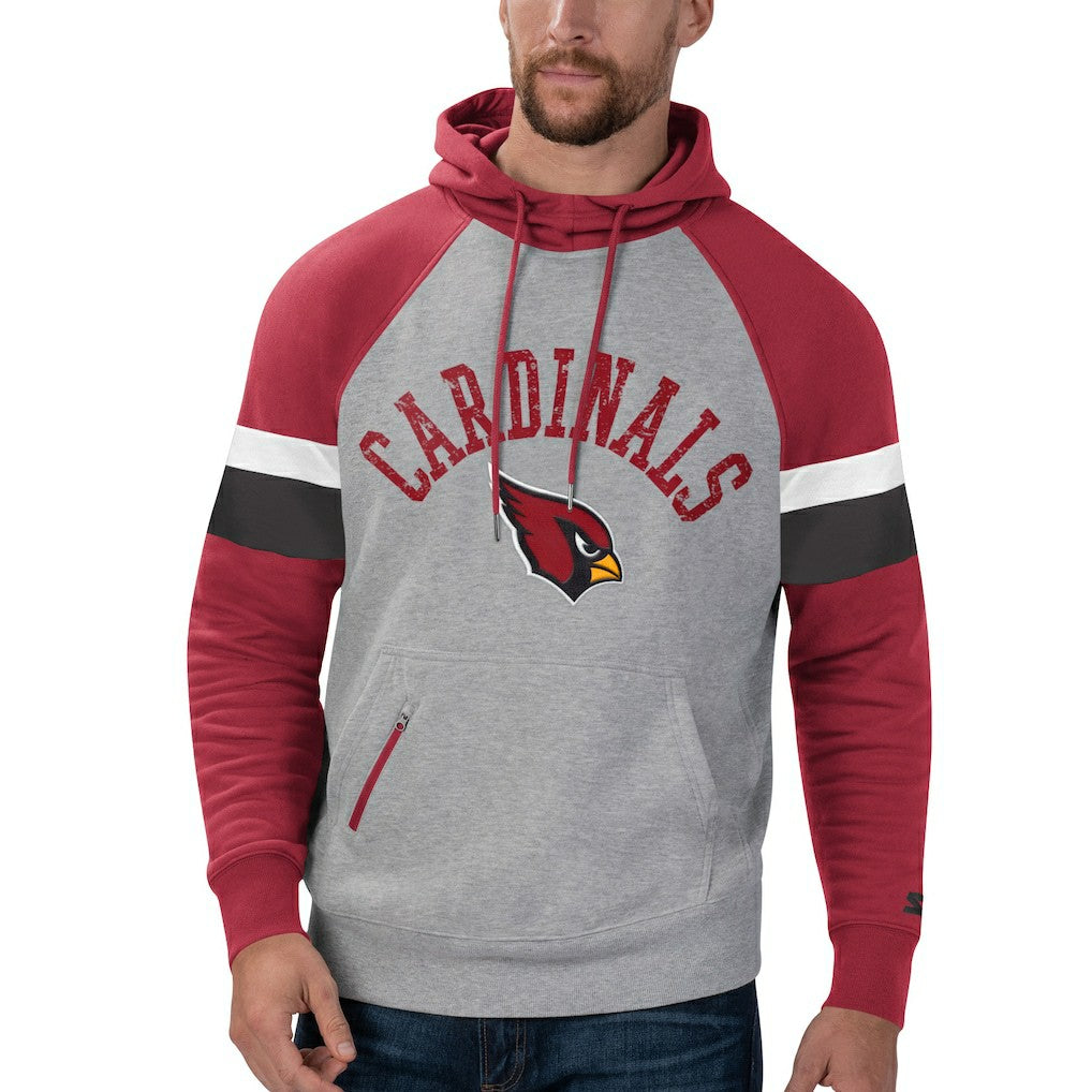 Arizona Cardinals Starter Home Run Raglan Pullover Hoodie Heathered Gray/Cardinal