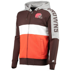 Cleveland Browns Starter Playoffs Color Block Full-Zip Hoodie Brown/Orange