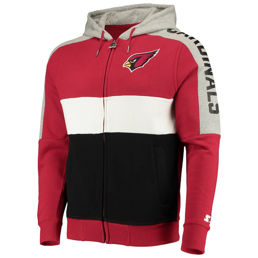 Arizona Cardinals Starter Playoffs Color Block Full-Zip Hoodie Cardinal/Black