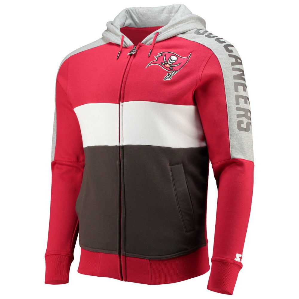 Tampa Bay Buccaneers Starter Playoffs Color Block Full-Zip Hoodie Red/Pewter