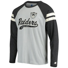 Las Vegas Raiders Starter Throwback League Raglan Long Sleeve Tri-Blend T-Shirt Silver/Black