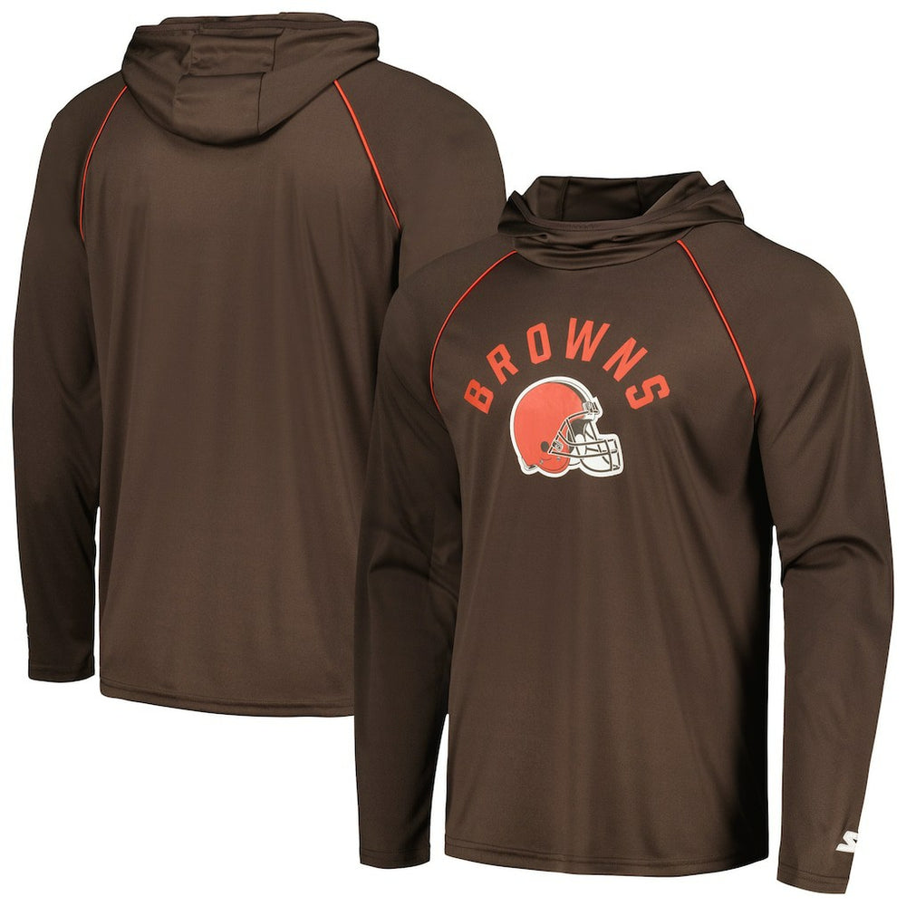 Cleveland Browns Starter Raglan Long Sleeve Hoodie T-Shirt Brown