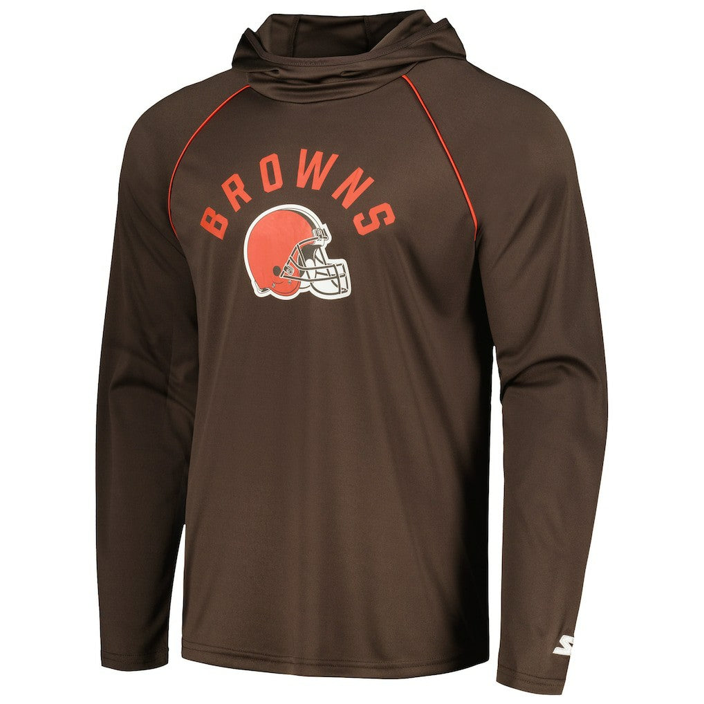 Cleveland Browns Starter Raglan Long Sleeve Hoodie T-Shirt Brown