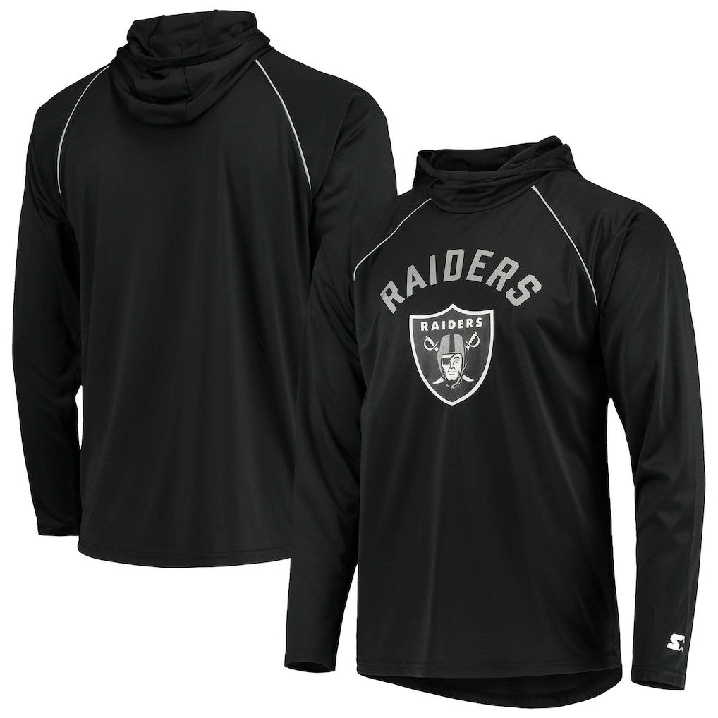 Las Vegas Raiders Starter Raglan Long Sleeve Hoodie T-Shirt Black