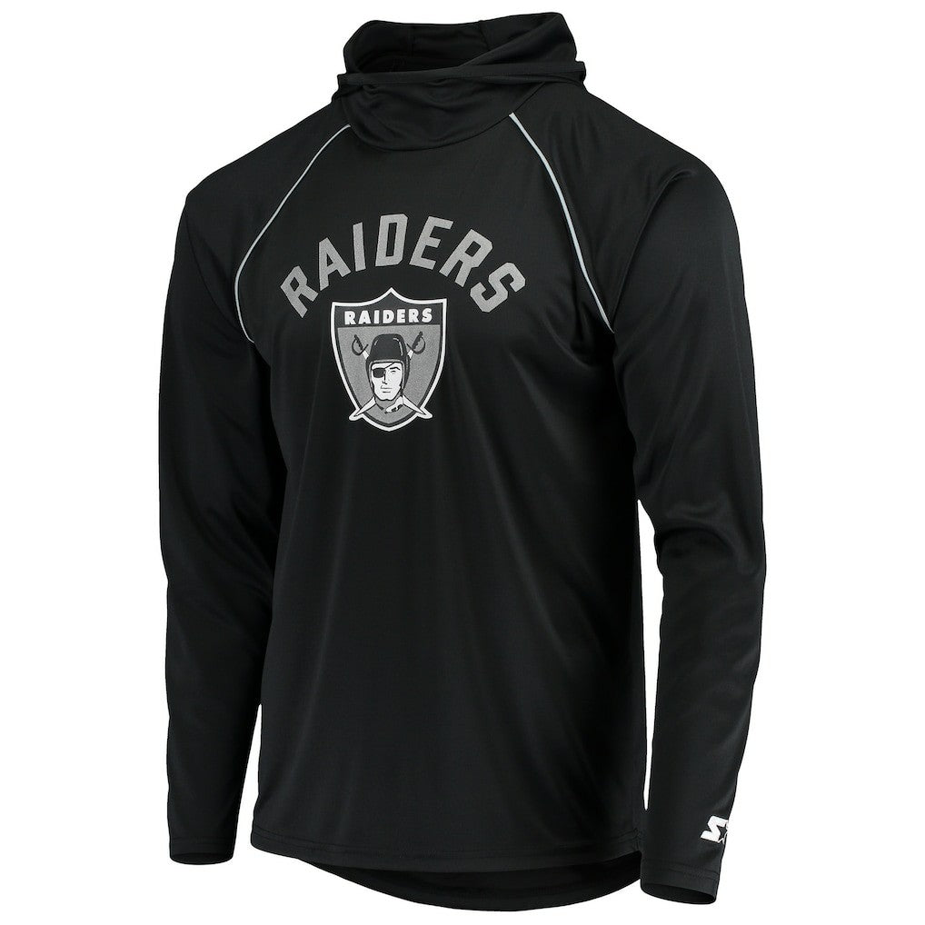 Las Vegas Raiders Starter Throwback Raglan Hoodie Long Sleeve T-Shirt Black