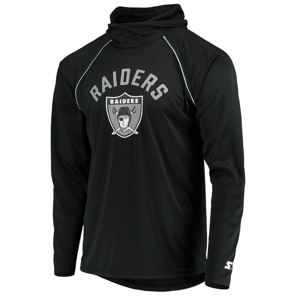 Las Vegas Raiders Starter Throwback Raglan Hoodie Long Sleeve T-Shirt Black