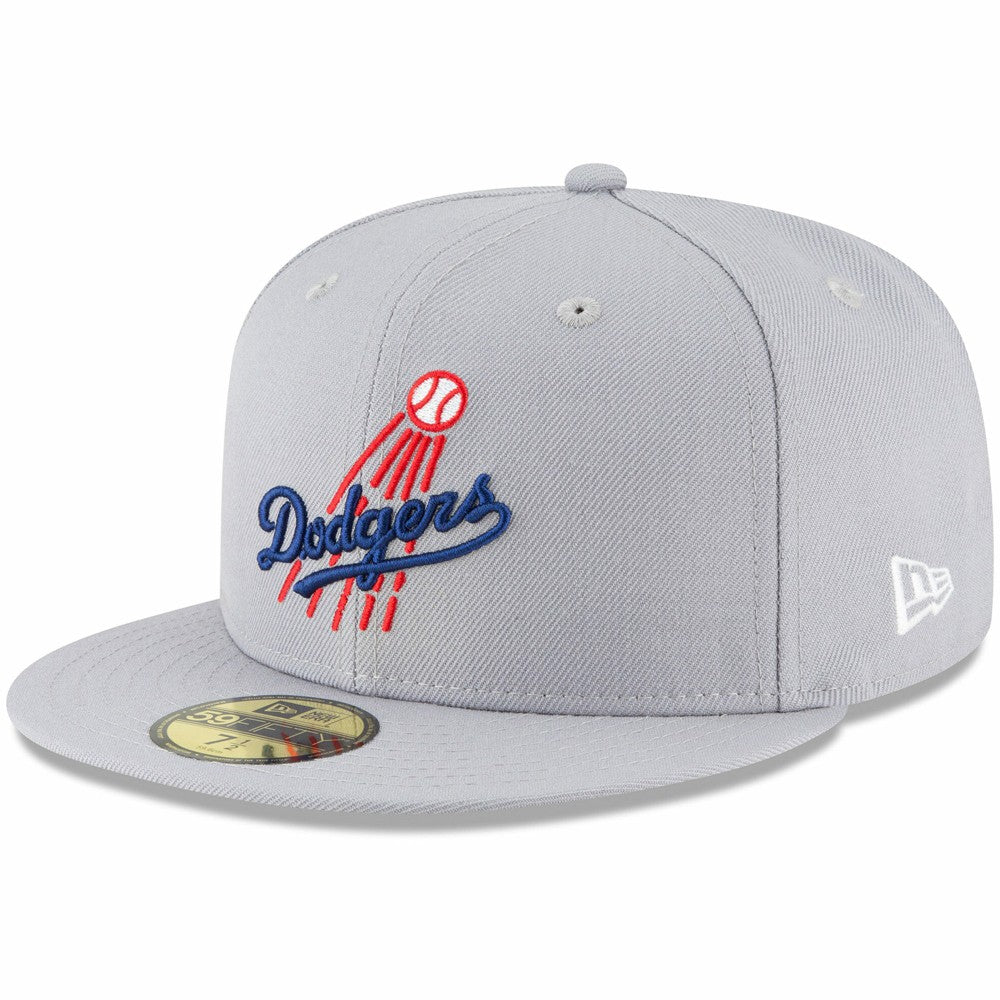 Los Angeles Dodgers New Era Cooperstown Collection Logo 59FIFTY Fitted Hat - Gray Hats