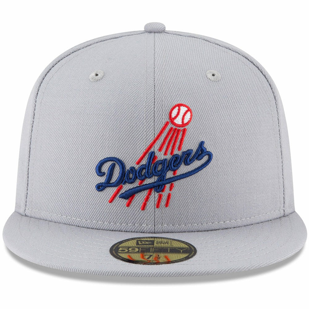 Los Angeles Dodgers New Era Cooperstown Collection Logo 59FIFTY Fitted Hat - Gray Hats