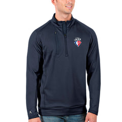 Utah Jazz Antigua NBA 75th Anniversary Generation Quarter-Zip Pullover Jacket Navy