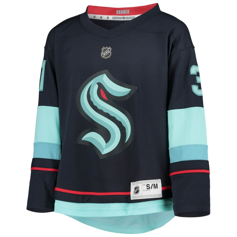 NHL Philipp Grubauer Seattle Kraken Youth Home Replica Player Jersey - Deep Sea Blue