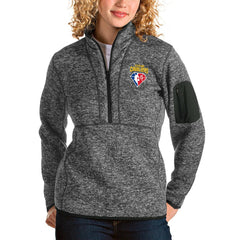 Cleveland Cavaliers Antigua Women's NBA 75th Anniversary Fortune Quarter-Zip Pullover Jacket Heathered Charcoal