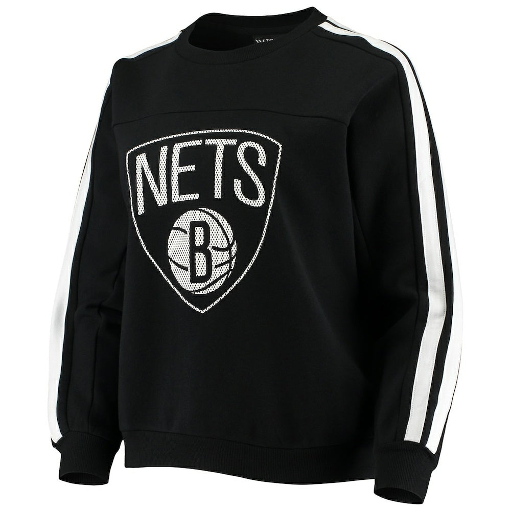 Brooklyn Nets The Wild Collective Women's Perforated Logo Pullover Sweatshirt Black