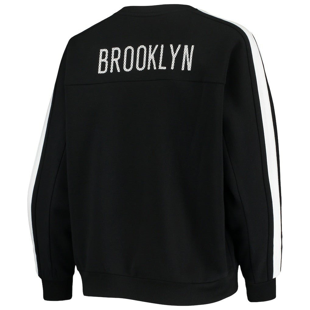 Brooklyn Nets The Wild Collective Women's Perforated Logo Pullover Sweatshirt Black