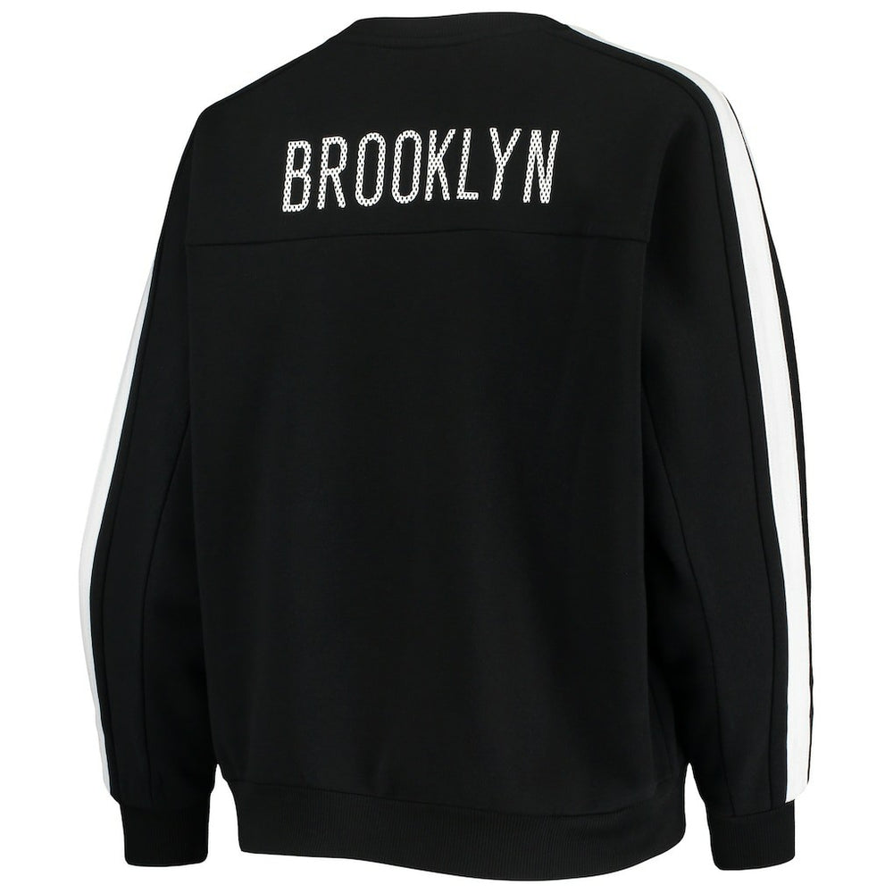 Brooklyn Nets The Wild Collective Women's Perforated Logo Pullover Sweatshirt Black