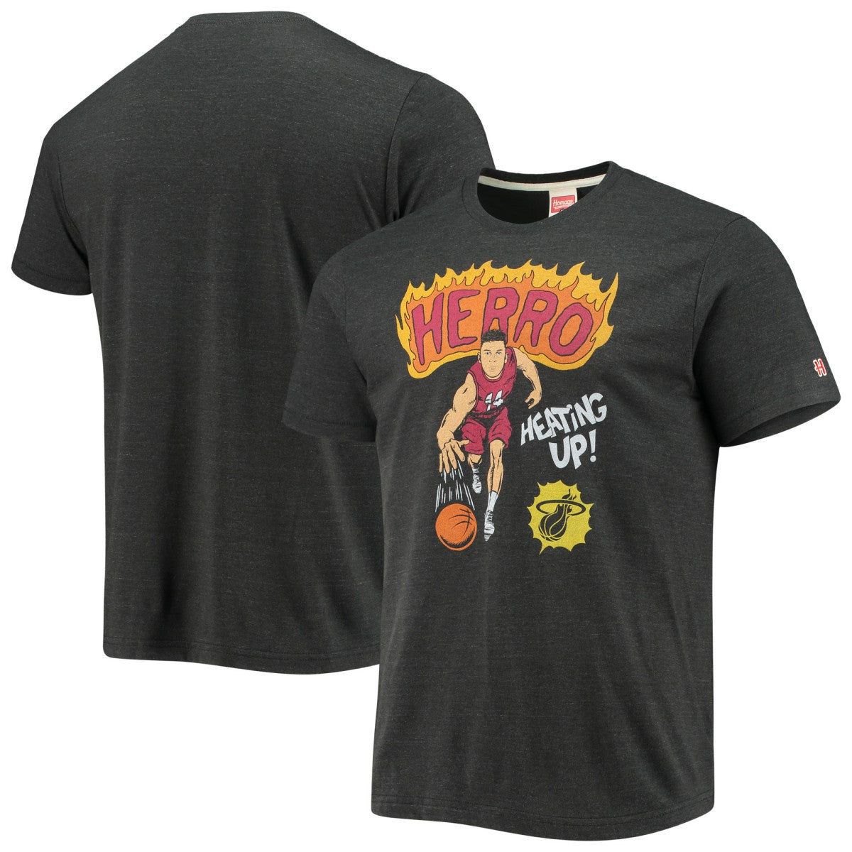 Tyler Herro Miami Heat Homage Comic Book Player Tri-Blend T-Shirt Charcoal