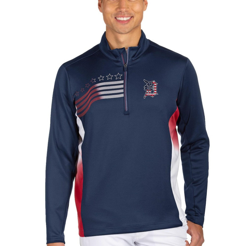 Detroit Tigers Antigua Liberty Quarter-Zip Pullover Jacket - Navy Jackets