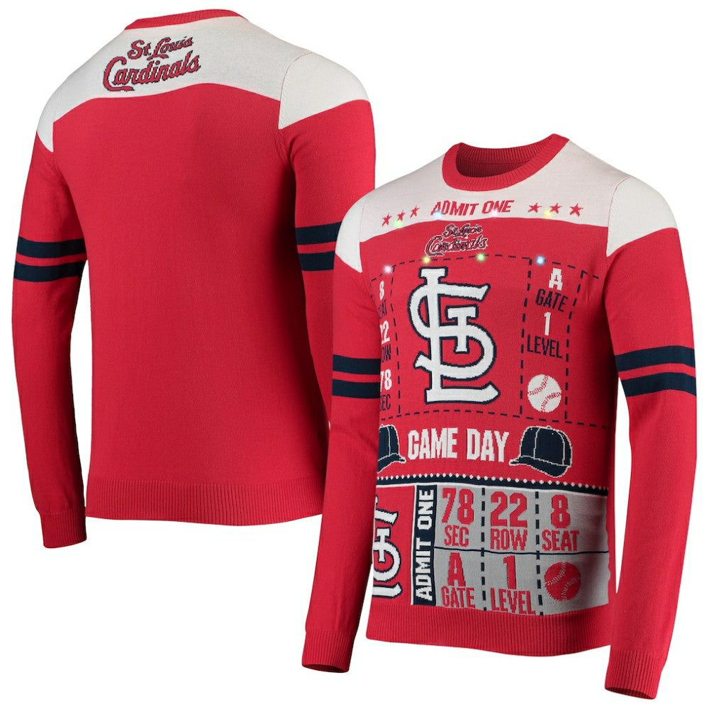 St. Louis Cardinals FOCO Ticket Light-Up Ugly Sweater - Red