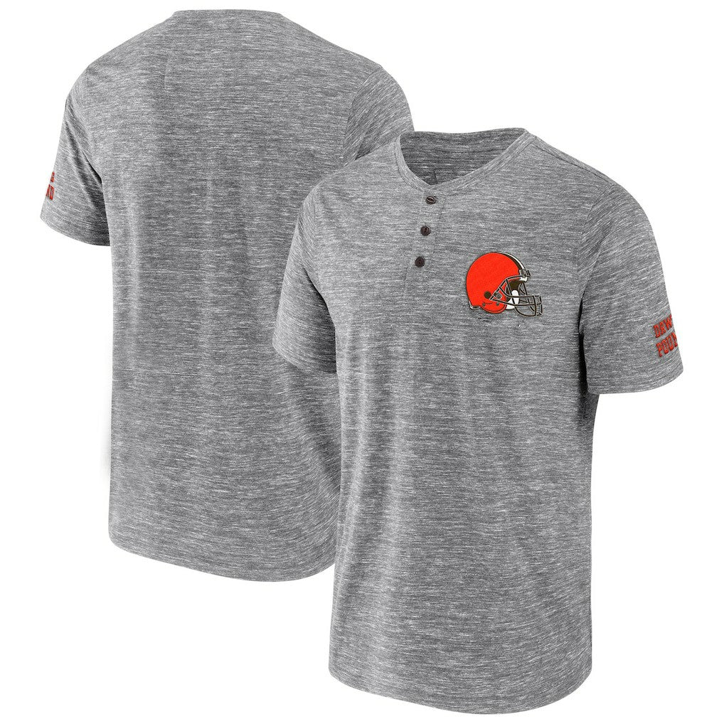 Cleveland Browns NFL x Darius Rucker Collection Slub Henley T-Shirt Heathered Gray