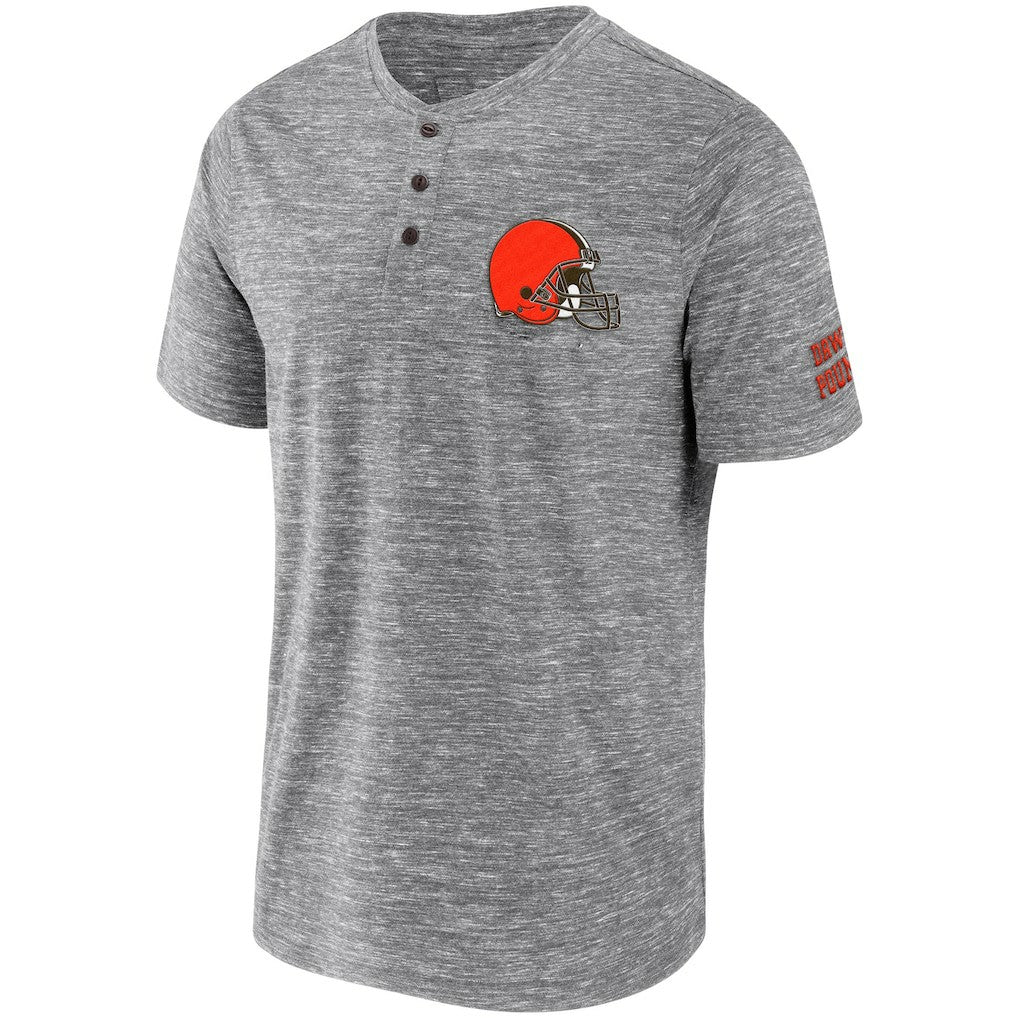 Cleveland Browns NFL x Darius Rucker Collection Slub Henley T-Shirt Heathered Gray