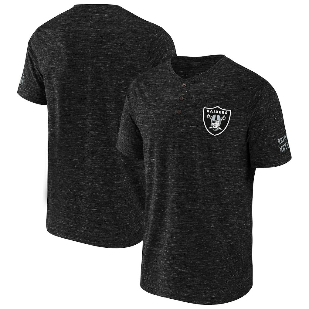 Las Vegas Raiders NFL x Darius Rucker Collection Slub Henley T-Shirt Black