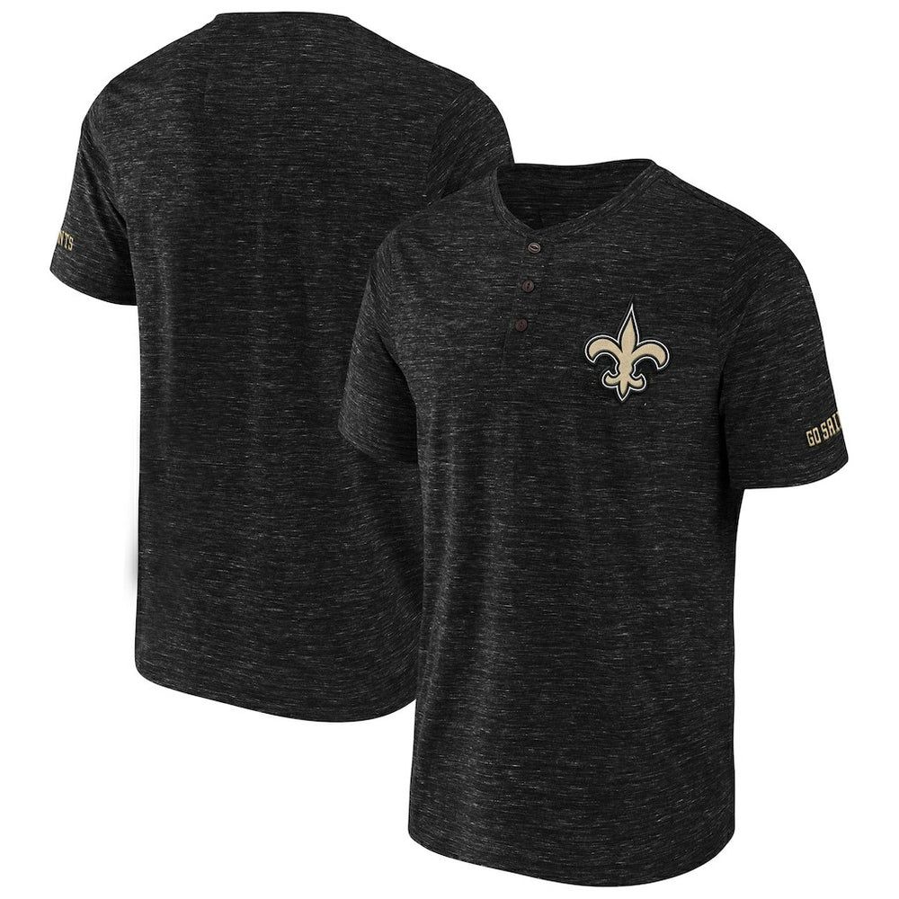 New Orleans Saints NFL x Darius Rucker Collection Slub Henley T-Shirt Black