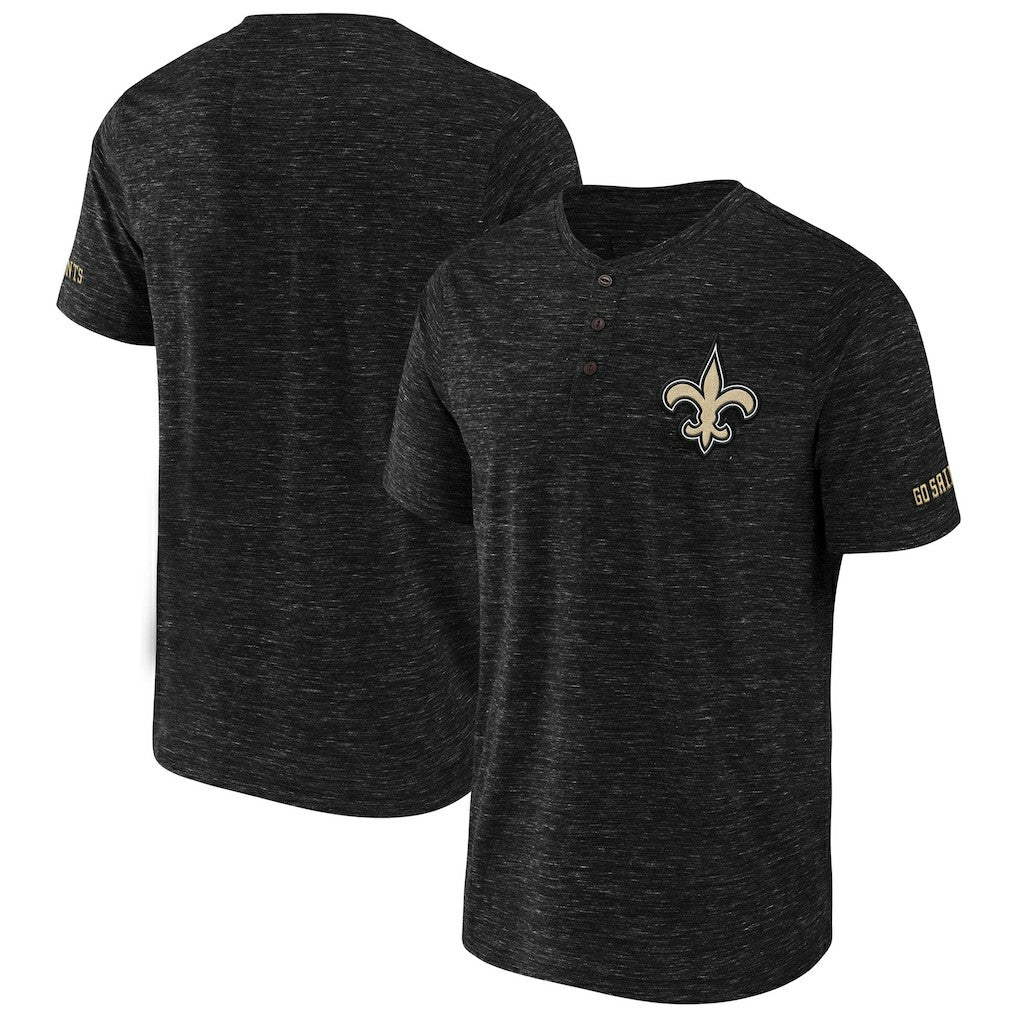 New Orleans Saints NFL x Darius Rucker Collection Slub Henley T-Shirt Black