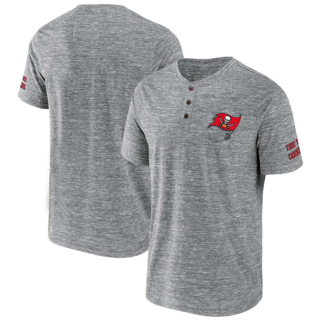 Tampa Bay Buccaneers NFL x Darius Rucker Collection Slub Henley T-Shirt Heathered Gray