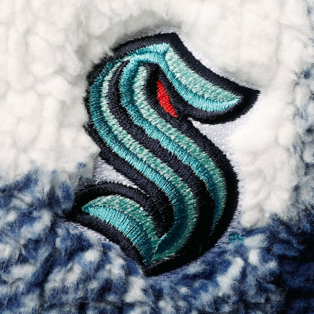 NHL Seattle Kraken G-III 4Her by Carl Banks Women's Plaid Sherpa Quarter-Zip Jacket - Deep Sea Blue/White