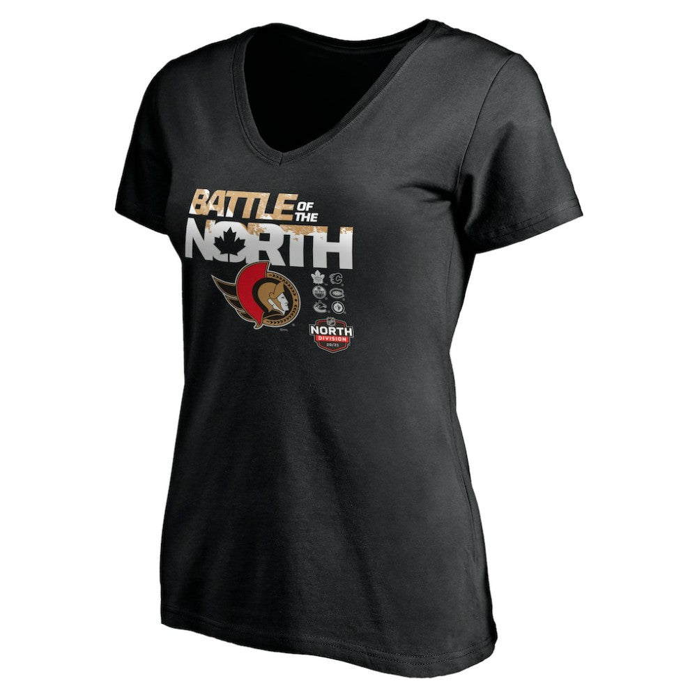 NHL Ottawa Senators Women's Battle of the North V-Neck T-Shirt - Black