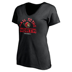 NHL Ottawa Senators Women's Hail to the North V-Neck T-Shirt - Black