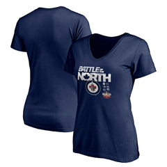 NHL Winnipeg Jets Women's Battle of the North V-Neck T-Shirt - Navy