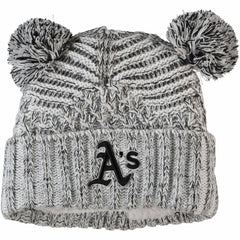 Athletics New Era Women's Dual Cuffed Knit Hat with Poms - Gray Hats