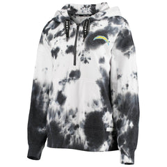 Los Angeles Chargers DKNY Sport Women's Dakota Oversized Tie-Dye Half-Zip Hoodie White/Black