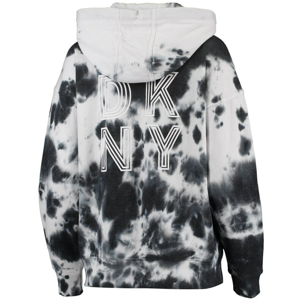 Minnesota Vikings DKNY Sport Women's Dakota Oversized Tie-Dye Half-Zip Hoodie White/Black