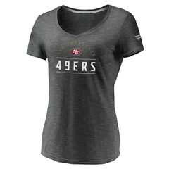 San Francisco 49ers Women's League Leader Space Dye V-Neck T-Shirt Charcoal