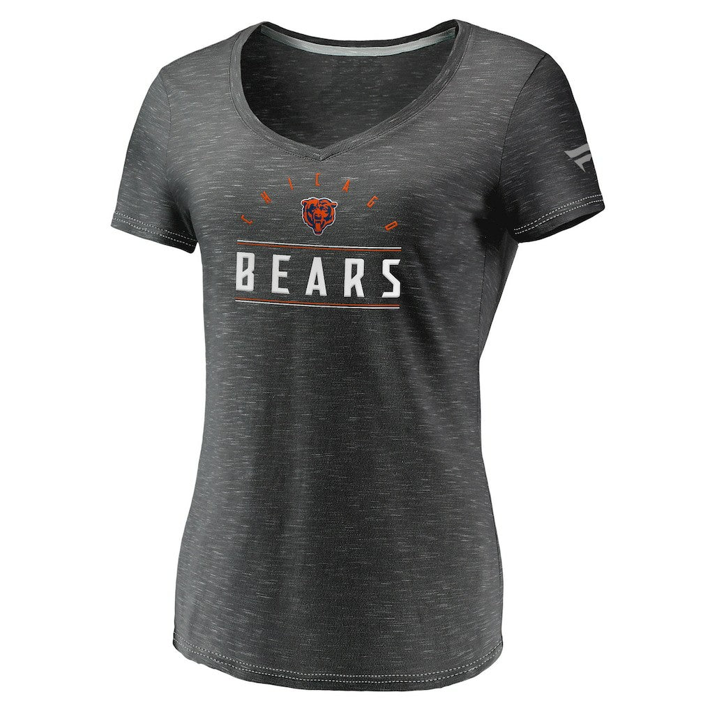 Chicago Bears Women's League Leader Space Dye V-Neck T-Shirt Charcoal