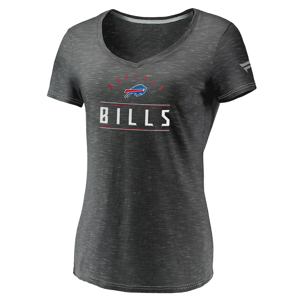 Buffalo Bills Women's League Leader Space Dye V-Neck T-Shirt Charcoal