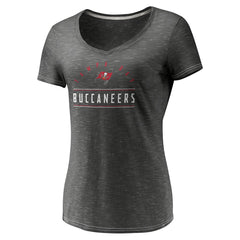 Tampa Bay Buccaneers Women's League Leader Space Dye V-Neck T-Shirt Charcoal