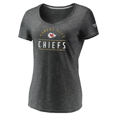 Kansas City Chiefs Women's League Leader Space Dye V-Neck T-Shirt Charcoal